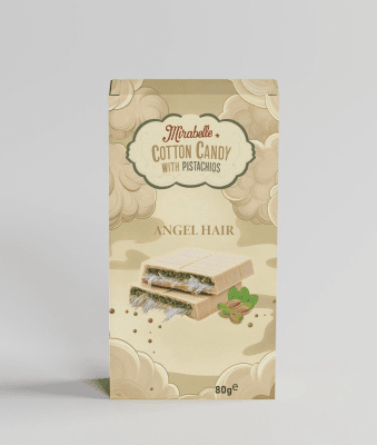 Mirabelle Angel Hair White Chocolate With Pistachios – Lyxig vit chokladkonfekt med trådig pismaniye och pistagenötter