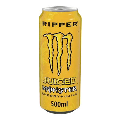 Monster Ripper UK 12x500ml – tropisk energidryck med fruktmix, idealisk för butik, kiosk och gym.