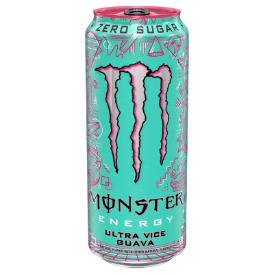 Monster Ultra Vice Guava 473ml – sockerfri energidryck med guavasmak i 12-pack.