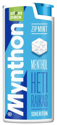 Mynthon Zip Mint Menthol 30g – sockerfria mintpastiller med stark mentholsmak