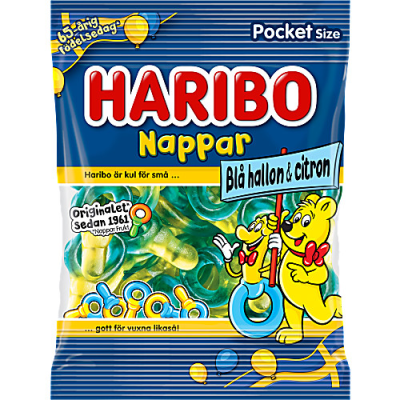 Haribo Blå Hallon och Citron 80g fruktgodis 24-pack