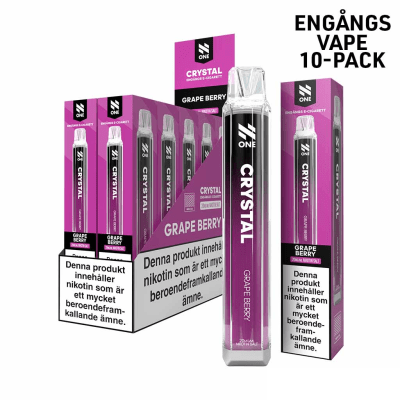 N One Crystal Mesh Grape Berry – Nikotinfri vape med smak av druvor och bär, 10-pack