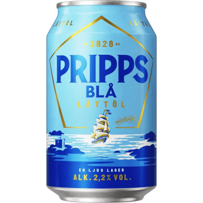 Pripps Blå Lättöl 2,2% 33cl – svensk lättöl i 24-pack.