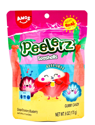 Amos Peelerz Seashells 65g fruktgodis 12-pack