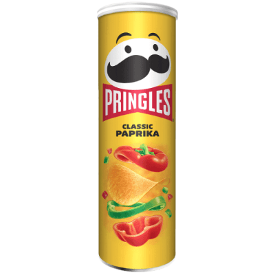 Zoom bild av Pringles Classic Paprika 19x165g – krispiga potatischips med smak av mild paprika i den klassiska Pringles-burken, perfekt för k