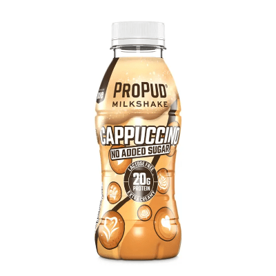 Zoom bild av Propud Milkshake Cappuccino 330ml – proteinshake med kaffesmak i 8-pack.