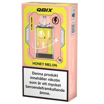 QBIX Honey Melon 14mg – förfylld pod med smak av honungsmelon, kompatibel med QBIX podsystem