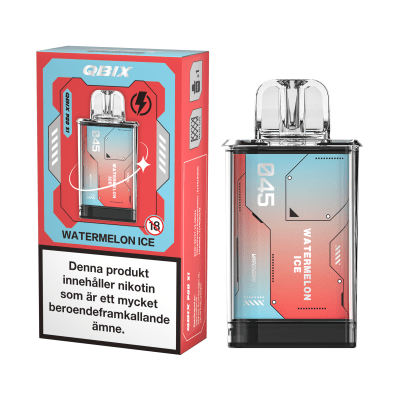 Zoom bild av QBIX Watermelon Ice 14mg – förfylld pod med vattenmelon och kylande menthol, kompatibel med QBIX podsystem.
