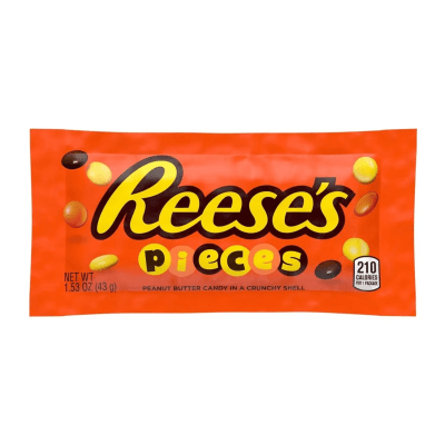 Reese’s Pieces 43g – amerikanskt godis med jordnötssmör i 18-pack