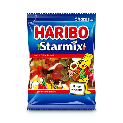 Haribo Starmix 170g – blandning av gelé- och skumgodis i 14-pack.