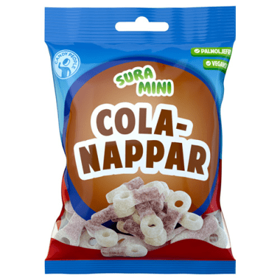 Sura Mini Cola Nappar 70g – Veganska colasmakande gelégodisar med syrligt överdrag