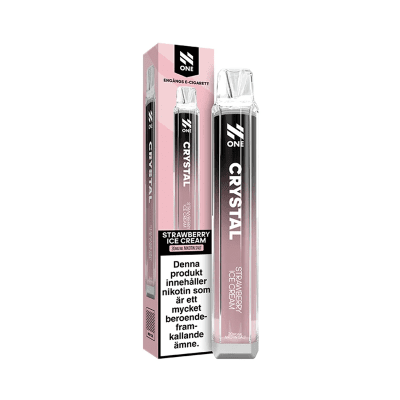 N One Crystal Cube Strawberry Ice Cream 20mg – disposable vape med jordgubbsglass-smak.