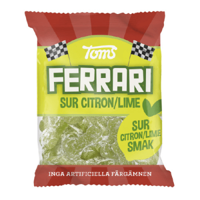 Toms Ferrari Sur Citron/Lime – sursockrade vingummibilar med smak av citron och lime