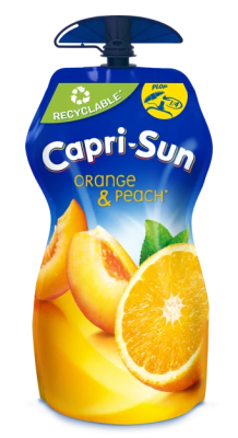 Zoom bild av Capri-Sun Orange Peach 33cl dryckespåse – fruktdryck i 15-pack för återförsäljare