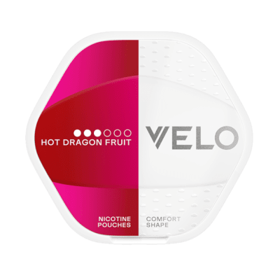 Zoom bild av VELO Shift Hot Dragonfruit 10-pack – vita slim nikotinpåsar med smak av het drakfrukt.