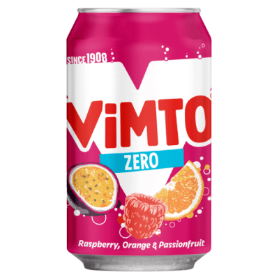 Vimto Passion Frukt Zero – sockerfri läsk med passionsfrukt, 20-pack à 33cl