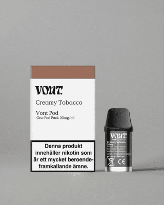 Vont Pod Creamy Tobacco 20mg 10-pack – förfyllda pods med mjuk och aromatisk tobakssmak, kompatibla med Vont Pod System, perfekt