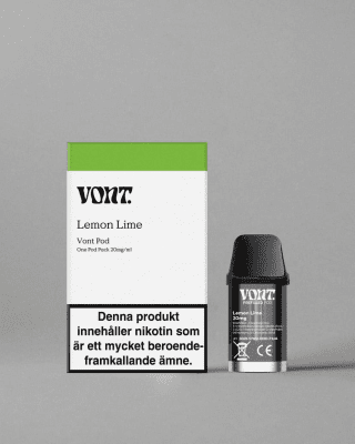 Vont Pod Lemon Lime 20mg 10-pack – förfyllda pods med frisk smak av citron och lime, kompatibla med Vont Pod System, perfekta fö