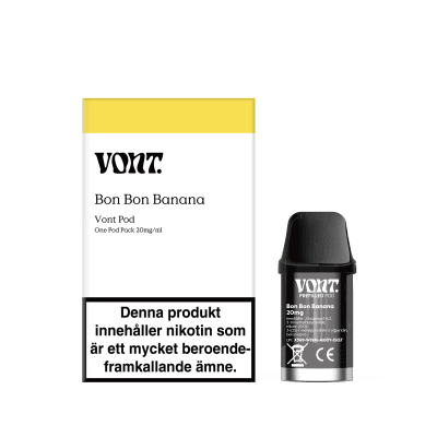 Vont Pod Bon Bon Banana 20mg 10-pack – förfyllda pods med krämig smak av banangodis, kompatibla med Vont Pod System, idealiska f