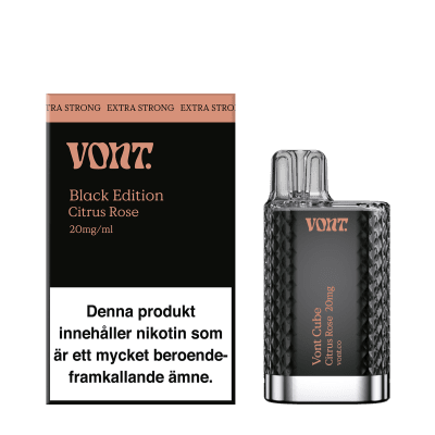Vont Cube Black ed. Citrus Rose – engångsvape med smak av Rose, 20mg nikotin
