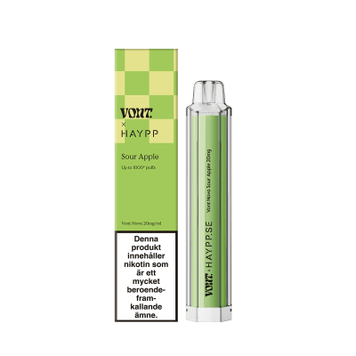 : Vont Nova Haypp Sour Apple – engångsvape med smak av Apple, 20mg nikotin