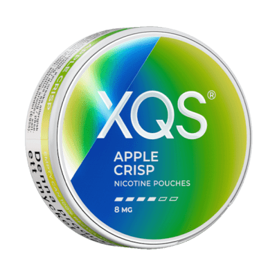 XQS Apple Crisp 8mg – tobaksfria nikotinpåsar med frisk äppelsmak i slim-format.