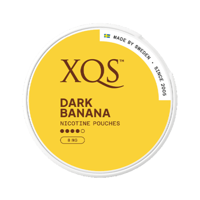 XQS Dark Banana 8mg 10-pack – Tobaksfria nikotinpåsar med söt och fyllig smak av mogen banan.