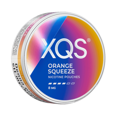 XQS Orange Squeeze 8mg – tobaksfria nikotinpåsar med frisk apelsinsmak i slim-format.