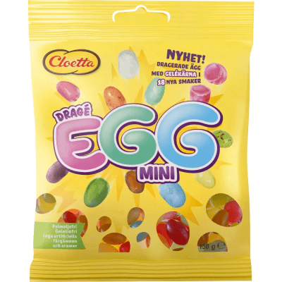 Drage Egg Mini 150g – färgglada chokladägg i 36-pack.